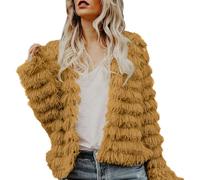 Mashaouyo Manteaux surdimensionnés pour femme - Cardigan - Manteau d'automne doublé en polaire - Grande taille - Léger - Long manteau d'hiver, jaune, XXL