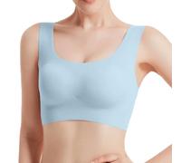 Mashaouyo Soutien-gorge de sport respirant sans armatures pour femme - Couverture complète - Soutien-gorge doux - Soutien-gorge sans armatures - Confortable - Sans couture - Grande taille - Haut court