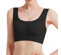 Mashaouyo Soutien-gorge de sport respirant sans armatures pour femme - Couverture complète - Soutien-gorge doux - Soutien-gorge sans armatures - Confortable - Sans couture - Grande taille - Haut court