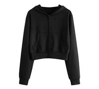 Mashaouyo Sweat à capuche pour femme avec fermeture éclair pour femme Royaume-Uni et sweatshirts pour femmes et sweatshirts pour femmes et survêtements décontractés vestes légers confortables, Noir