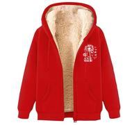 Mashaouyo Vestes en polaire pour femme - Manteaux d'hiver grande taille - Sweat à capuche - Noir - Cardigan - Vestes d'hiver - Veste en polaire - Manteau - Survêtement de sport, Rouge, XXL