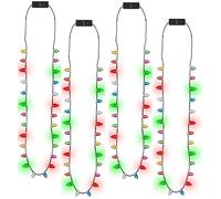 MASINIES Lot de 4 colliers lumineux de Noël avec inscription « Santa Candy Cane », taille unique, Plastique, Pas de gemme