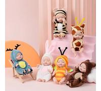 MASINIES Lot de 6 mini poupées Reborn ornementales miniatures endormies Reborn - Cadeau de Noël réel