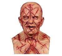 Mask Masque de cicatrice de sang chauve, masque d'Halloween effrayant, couvre-chef sanglant 3D réaliste couvre-chef de visage humain, masque de casquettes de zombie, accessoires de cosplay de diable