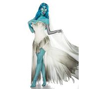 Mask Paradise 80004-001-029 Corpse Bride Skeleton Bride Costume d'Halloween pour femme en polyester et polyamide Blanc/bleu, taille XS