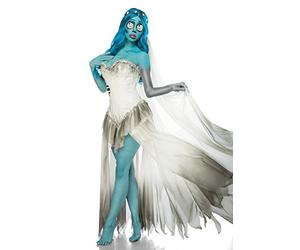 Mask Paradise 80004-001-029 Corpse Bride Skeleton Bride Costume d'Halloween pour femme en polyester et polyamide Blanc/bleu, taille XS