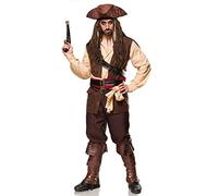 Mask Paradise 80112-116-028 Costume d'Halloween pour homme Capitaine des Caraïbes en PES Marron/beige Taille : 2XL