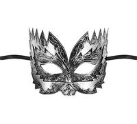 Maskarade Masque Loup Argenté de Soirée Semi-Rigide Don Giovanni pour Accompagner Un Déguisement