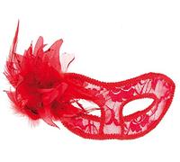Maskarade Masque Loup Traviata Rouge Fine Dentelle/Rose Résille