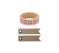 Masking tape 5 m x 1,5 cm + 20 étiquettes kraft Fanions