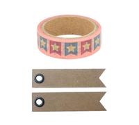 Masking Tape 5 M X 1,5 Cm + 20 Étiquettes Kraft Fanions
