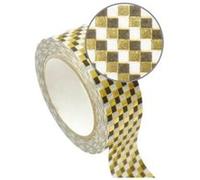 Masking Tape bleu 1,5 cm x 10 m - Damier - doré Bleu