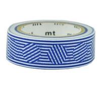 Masking Tape - Motif lignes et cercles bleu - 15 mm x 7 m Bleu G