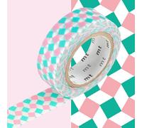 Masking Tape Mt 1,5 Cm Carrés Fous Rose Et Vert
