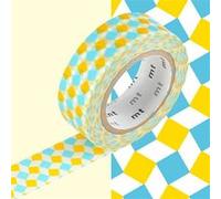 Masking tape petits carrés jaune et bleu - 1,5 cm x 7 m Jaune G