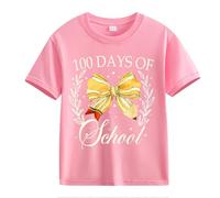 Maskjuwio 100th Day of School Celebration for Girls and Boys Kids T-shirts Fun Colorful Numbers Femmes Vintage Graphique Print, Rose, 2-3 ans