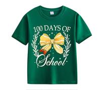 Maskjuwio 100th Day of School Celebration for Girls and Boys Kids T-shirts Fun Colorful Numbers Femmes Vintage Graphique Print, vert, 2-3 ans