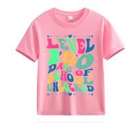 Maskjuwio 100th Day of School Celebration for Girls and Boys Kids T-shirts Fun Colorful Numbers Filles Shirt 128, Rose, 4-5 ans