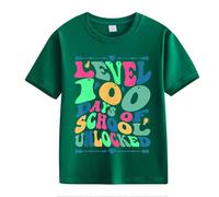 Maskjuwio 100th Day of School Celebration for Girls and Boys Kids T-shirts Fun Colorful Numbers Filles Shirt 128, vert, 3-4 ans