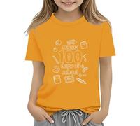 Maskjuwio 100th Day of School Celebration for Girls and Boys Kids T-shirts Fun Colorful Numbers Toy Truck Football Basketball T-Shirt à Manches Longues Fille 140, jaune, 3-4 ans