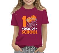 Maskjuwio 100th Day of School Celebration for Girls and Boys Kids T-shirts Fun Colorful Numbers Toy Truck Football Basketball Bébé Nœud Papillon Rouge, Rouge pastèque, 3-4 ans
