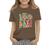 Maskjuwio 100th Day of School Celebration for Girls and Boys Kids T-shirts Fun Colorful Numbers Toy Truck Football Basketball Chemisiers Festifs Femmes Grandes Tailles, café, 2-3 ans