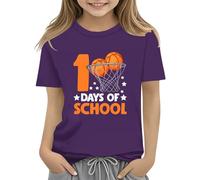 Maskjuwio 100th Day of School Celebration for Girls and Boys Kids T-shirts Fun Colorful Numbers Toy Truck Football Basketball Bébé Nœud Papillon Rouge, lilas, 8-9 ans