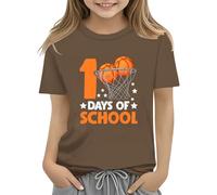 Maskjuwio 100th Day of School Celebration for Girls and Boys Kids T-shirts Fun Colorful Numbers Toy Truck Football Basketball Bébé Nœud Papillon Rouge, café, 6-7 ans