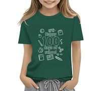 Maskjuwio 100th Day of School Celebration for Girls and Boys Kids T-shirts Fun Colorful Numbers Toy Truck Football Basketball T-Shirt à Manches Longues Filles 140, vert, 6-7 ans