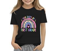 Maskjuwio 100th Day of School Celebration for Girls and Boys Kids T-shirts Fun Colorful Numbers Toy Truck Football Basketball Pullover Femme Épaules Dénudées Manches Longues, Noir , 12-13 ans