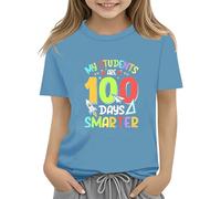 Maskjuwio 100th Day of School Celebration for Girls and Boys Kids T-shirts Fun Numbers Colorful Numbers Toy Large Pulls pour Femmes, bleu clair, 2-3 ans