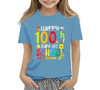 Maskjuwio 100th Day of School Celebration for Girls and Boys Kids T-shirts Fun Numbers Colorful Numbers Toy Truck Football Basketball Femme Pull Hiver Élégant, bleu clair, 2-3 ans