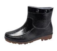 Maskjuwio Bottes en caoutchouc pour homme - Coupe élégante - Noir brillant - Antidérapantes - Semelle épaisse - Imperméables - Adhérence robuste - Bottes de travail confortables pour la promenade du