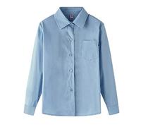 Maskjuwio Bouton de chemisier pour fille portant des chemises - Haut formel pour bébé - Chlidren - Blanc - T-shirt logique, bleu, 7-8 ans