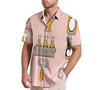 Maskjuwio Chemise décontractée en dentelle pour homme avec imprimé bière, café, 4XL