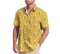 Maskjuwio Chemise décontractée en dentelle pour homme avec imprimé bière, Rouge pastèque, XXL