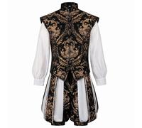 Maskjuwio Costume d'Halloween pour homme, costume de la Renaissance Tudor pour homme, costume de cosplay, gilet et pantalon, style littéraire, pantalon citrouille, Renaissance, Tudor, Jerkin, col