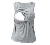 Maskjuwio Gilet d'allaitement sans manches pour femme enceinte - Côtelé - Imprimé - Col rond - Débardeur Ben Stiller, gris, 3XL