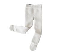 Maskjuwio Jeune bébé fille coton doublé chaud legging tricoté collant extensible basique collant complet pour l'hiver chaussettes pour enfants, Blanc., 5-8 ans