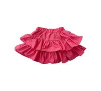 Maskjuwio Jupe à gâteau double péplum pour fille, élastique, couleur unie, antidérapante, demi-jupe pour 4 à 14 chaînes de pantalon femme, Rose, 4-5 ans