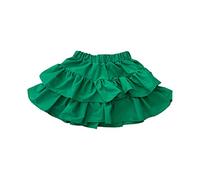 Maskjuwio Jupe à gâteau double péplum pour fille, élastique, couleur unie, antidérapante, demi-jupe pour 4 à 14 chaînes de pantalon femme, vert, 5-6 ans