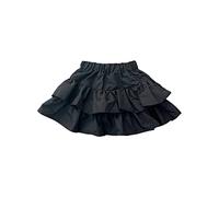 Maskjuwio Jupe à gâteau double péplum pour fille, élastique, couleur unie, antidérapante, demi-jupe pour 4 à 14 chaînes de pantalon femme, Noir , 18-24 mois