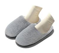 Maskjuwio Pantoufles d'hiver moelleuses pour femme - Semelles douces - En peluche - Chaudes - En tissu éponge - Antidérapantes - Doublées, gris, 40 EU