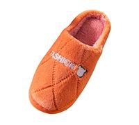 Maskjuwio Pantoufles en peluche pour femme - Pantoufles épaisses et chaudes - Doublure en peluche - Antidérapantes - Doux et confortables - En mousse à mémoire de forme, Orange, 39 EU