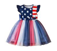 Maskjuwio Robe de mode confortable pour fille Jour de l'indépendance Printemps Jupe en tulle 128, bleu, 3-4 ans