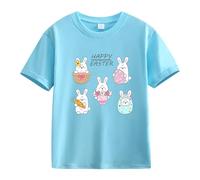 Maskjuwio Spring and Autumn New Fashionable Cute Print Comfortable Version of The Girls Printed T-shirt Col Clip Femme, bleu ciel, 4-5 ans