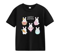 Maskjuwio Spring and Autumn New Fashionable Cute Print Comfortable Version of The Girls Printed T-shirt Col Clip Femme, Noir , 4-5 ans