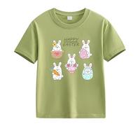 Maskjuwio Spring and Autumn New Fashionable Cute Print Comfortable Version of The Girls Printed T-shirt Col Clip Femme, vert, 8-9 ans