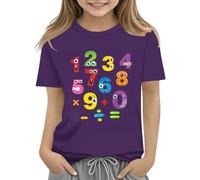 Maskjuwio T-shirt coloré Jour des maths pour enfants numéro 2025 Jour des mathématiques École Haut Jour des matchs T-shirts Math Lovers Fermetures pour cardigans, lilas, 4-5 ans