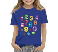Maskjuwio T-shirt coloré Jour des maths pour enfants numéro 2025 Jour des mathématiques École Haut Jour des matchs T-shirts Math Lovers Fermetures pour cardigans, bleu foncé, 2-3 ans